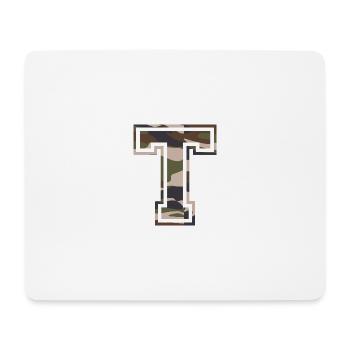 T, Monogramm, Camouflage Grün-Braun - Mousepad (Querformat) - Weiß - Vorne