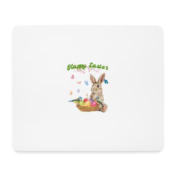 Happy Easter - Hase mit Osternest - Mousepad (Querformat) - Weiß - Vorne