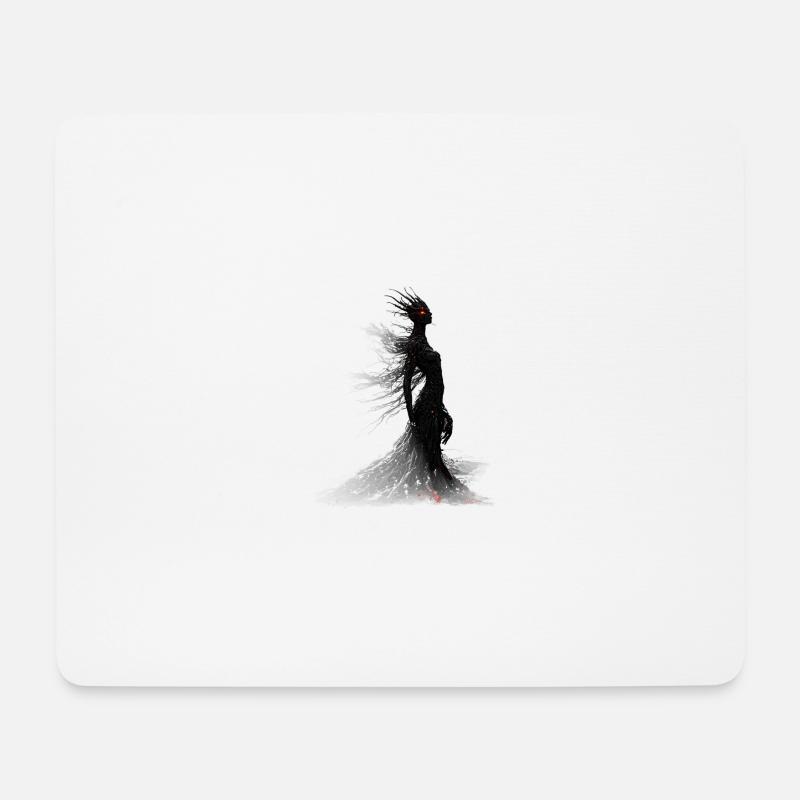 Schwarzer Horror-Dschinn mit roten Augen - Mousepad (Querformat) - Weiß