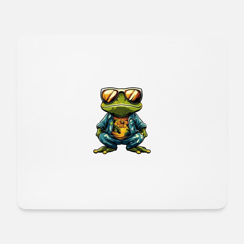 Frosch Cool Sommer - Mousepad (Querformat) - Weiß