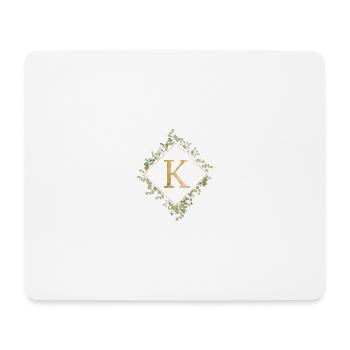 K Monogramm Eukalyptus Kranz - Mousepad (Querformat) - Weiß - Vorne