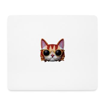 Magical funny cat face with sunglasses! - Mouse Pad (horizontal) - white - Front