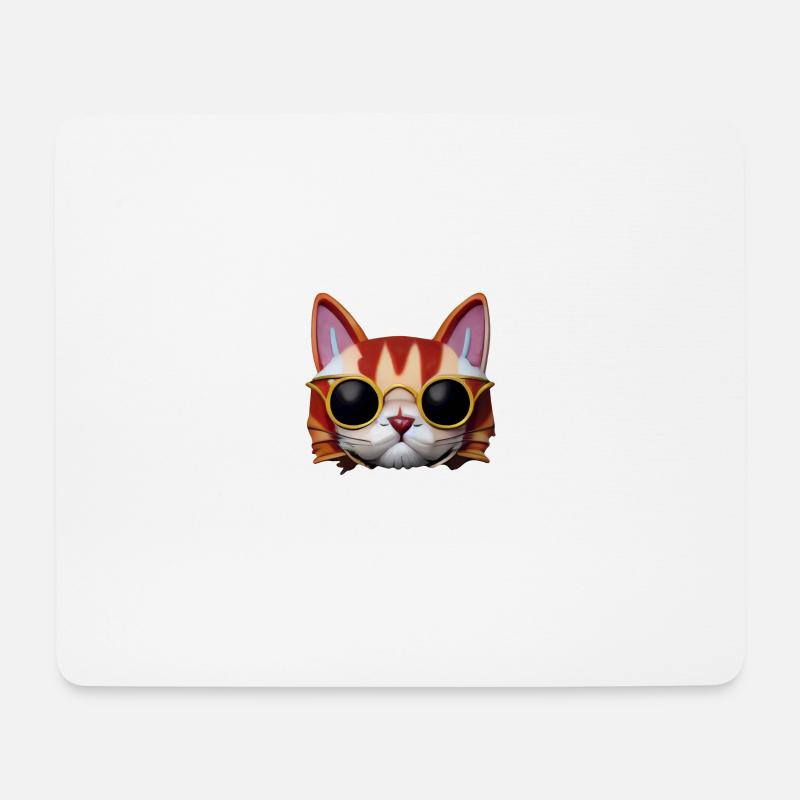 Magisches lustiges Katzengesicht mit Sonnenbrille! - Mousepad (Querformat) - Weiß
