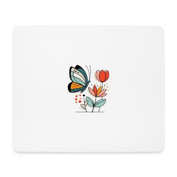 Schmetterling fliegt zu Blüten - Mousepad (Querformat) - Weiß - Vorne