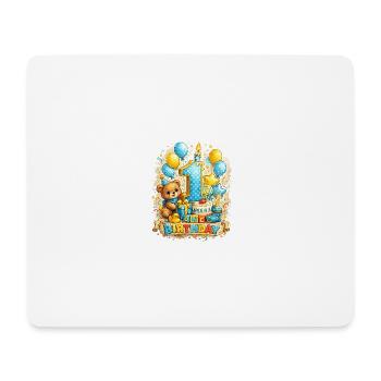 Gâteau ballon Teddy pour son premier anniversaire - Tapis de souris (format paysage) - blanc - Devant