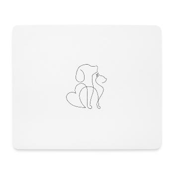 Hund und Katze - Mousepad (Querformat) - Weiß - Vorne