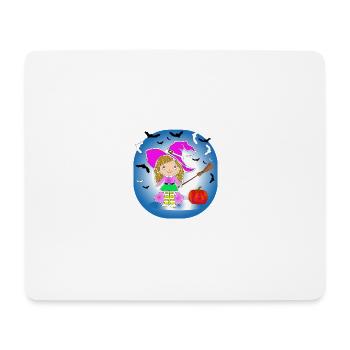 Halloween Hexe Besen und Kürbis unter Fledermäusen - Mousepad (Querformat) - Weiß - Vorne