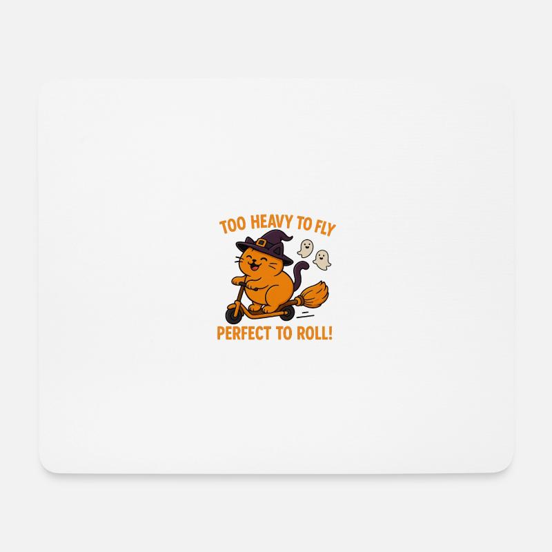 Katzen-Hexe auf Hexer- Scooter - Mousepad (Querformat) - Weiß
