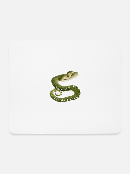 Snake reptile green white - Mouse Pad (horizontal) - white