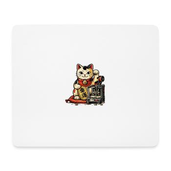 Lucky Maker Cat – Le Chat Porte-Bonheur des Créate - Tapis de souris (format paysage) - blanc - Devant
