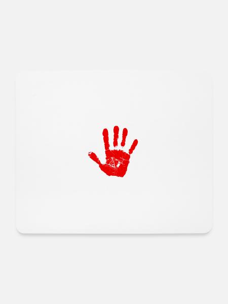 Roter Handabdruck - Mousepad (Querformat) - Weiß