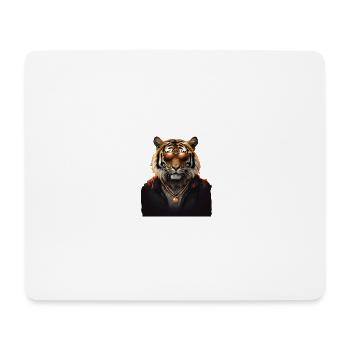 cool tiger with sunglasses and necklace - Mouse Pad (horizontal) - white - Front