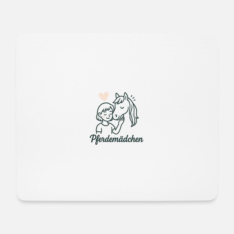 Pferdemädchen und Pferdefreund Linienkunst - Mousepad (Querformat) - Weiß