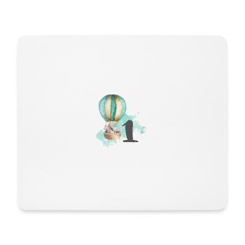 1. Geburtstag, eins, erster, Tiere Heißluftballon - Mousepad (Querformat) - Weiß - Vorne