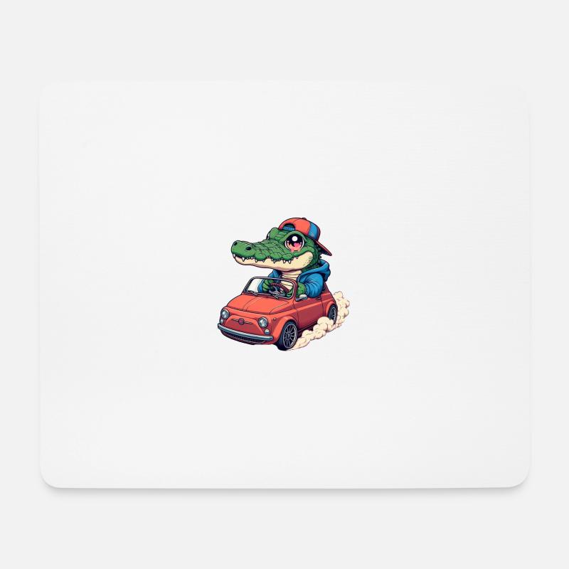 Krokodil-Auto - Mousepad (Querformat) - Weiß