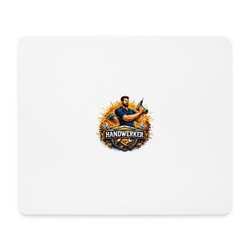 Handwerker Logo – Comic Style mit Bohrer - Mousepad (Querformat) - Weiß - Vorne