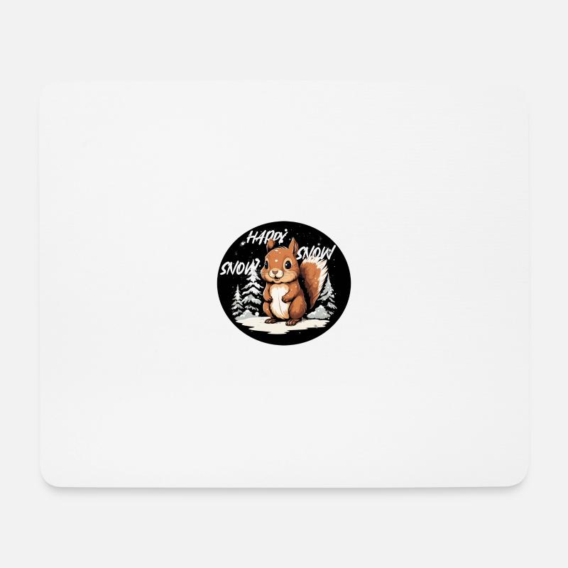 Happy Snow Eichhörnchen - Mousepad (Querformat) - Weiß