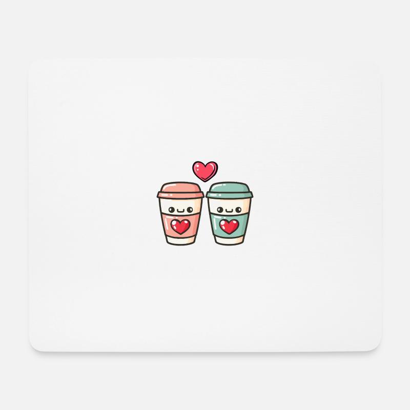 Coffee to go Paar Liebe Herz Kaffee Lustig - Mousepad (Querformat) - Weiß