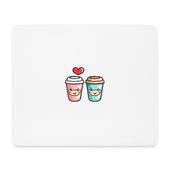 Coffee to go Paar Liebe Herz Kaffee Valentinstag - Mousepad (Querformat) - Weiß - Vorne