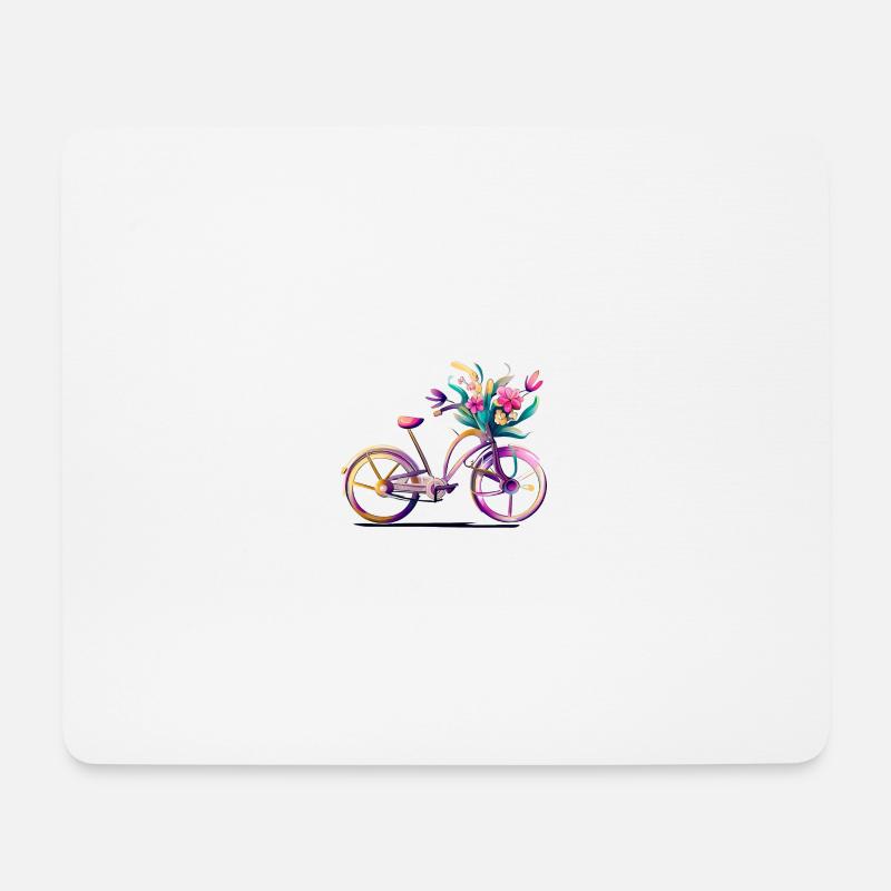 Fahrrad mit Blumen - Mousepad (Querformat) - Weiß