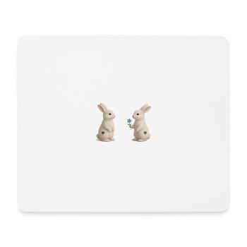 Cœur fleuri d’amitié de lapin - Tapis de souris (format paysage) - blanc - Devant