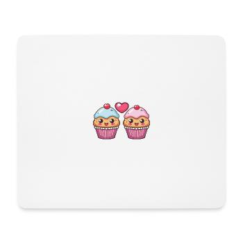Cupcake Couple Amour Coeur Saint Valentin - Tapis de souris (format paysage) - blanc - Devant