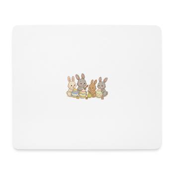 Hasenfreunde bemalen Ostereier – Süßes Osterdesign - Mousepad (Querformat) - Weiß - Vorne