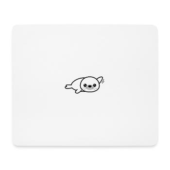 Niedliche Robbe im Schwarz-Weiß Stil - Mousepad (Querformat) - Weiß - Vorne