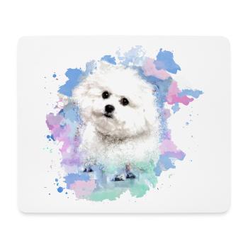 bichon frisé, malteser,hund, aquarell, wasserfarbe - Mousepad (Querformat) - Weiß - Vorne