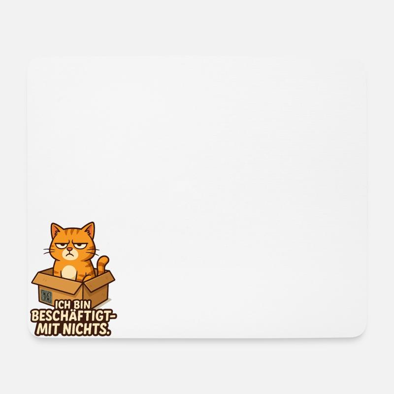 Genervte Katze im Karton – Lustiges Design - Mousepad (Querformat) - Weiß