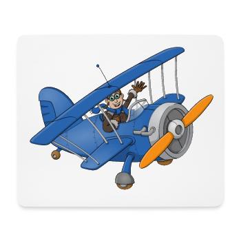 Un pilote joyeux dans un avion bleu. - Tapis de souris (format paysage) - blanc - Devant