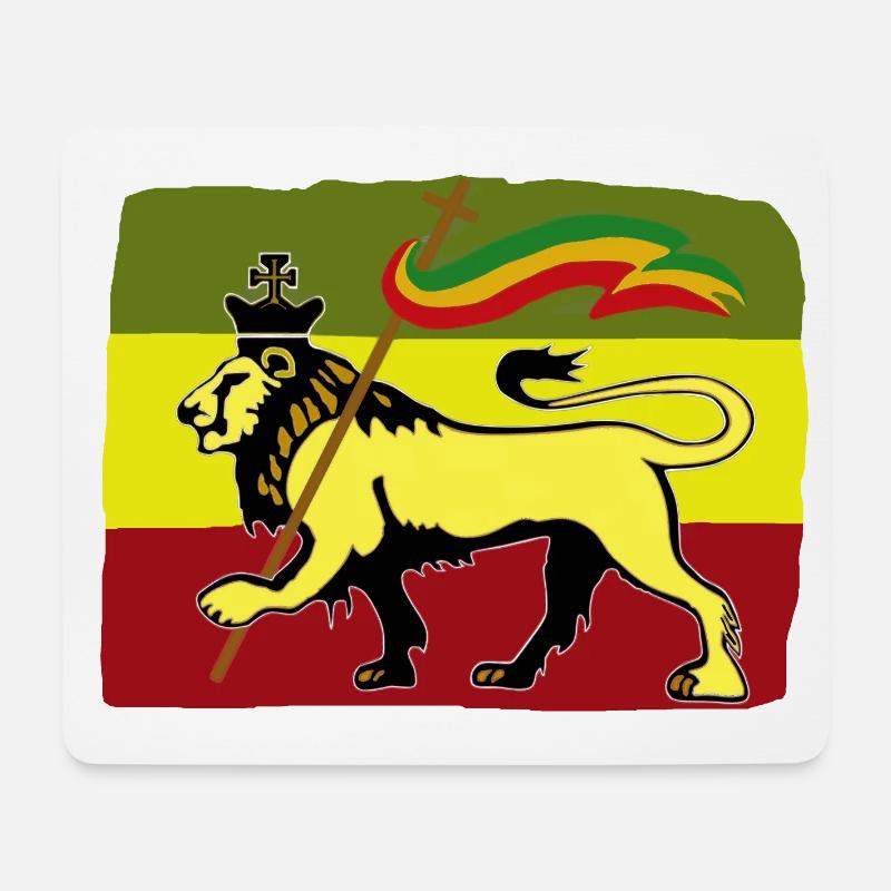 Reggae-Löwe mit Rasta Fahne - Mousepad (Querformat) - Weiß