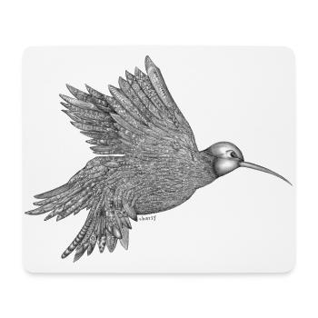 Detailed zentangle hummingbird | surreal artwork - Mouse Pad (horizontal) - white - Front