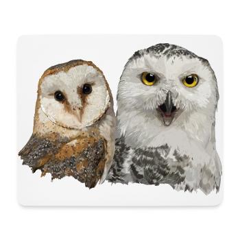 Harfang des neiges et effraie des clochers - Tapis de souris (format paysage) - blanc - Devant