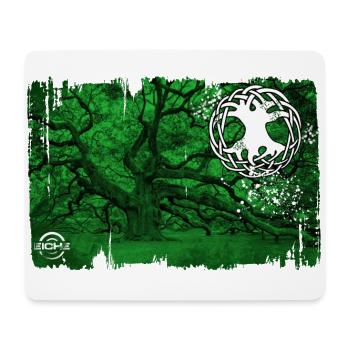 eiche mit lebensbaum grün - Mousepad (Querformat) - Weiß - Vorne