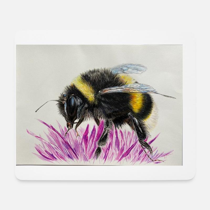 Hummel (Bumble Bee) - Mousepad (Querformat) - Weiß