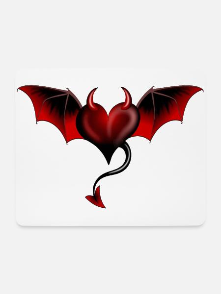 Herz Teufel Satan Luzifer Engel - Mousepad (Querformat) - Weiß