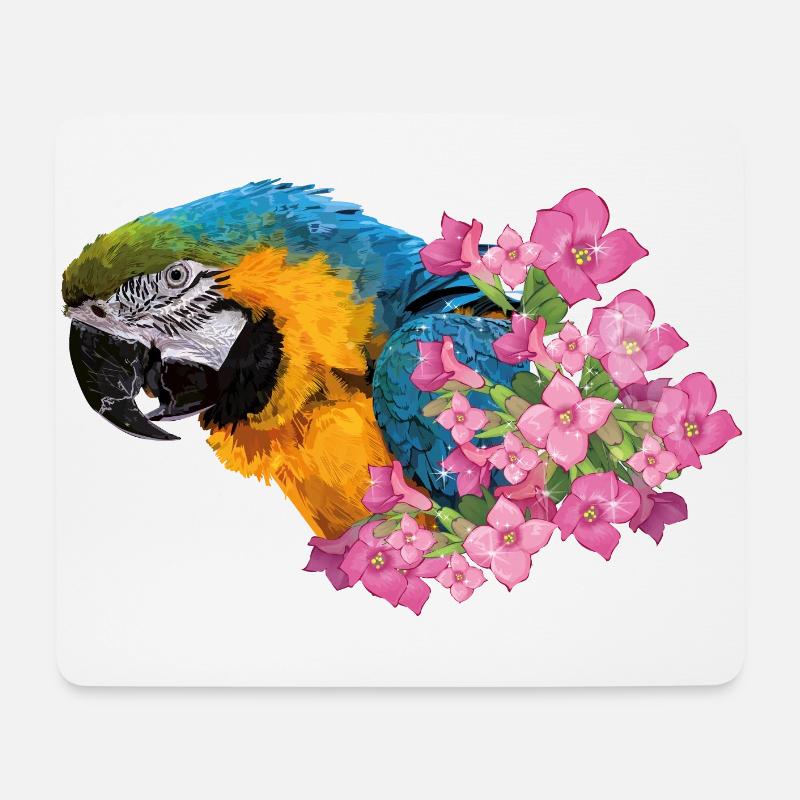 Blauer und gelber Ara - Mousepad (Querformat) - Weiß