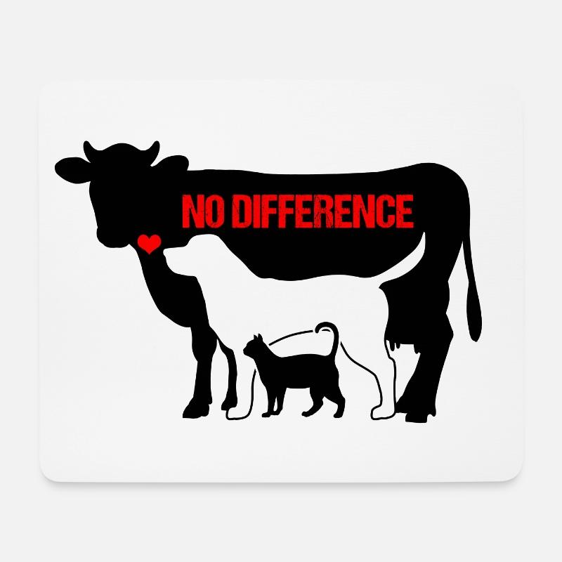 Tiere Kuh Hund Katze NO DIFFERENCE Vegan Geschenk - Mousepad (Querformat) - Weiß