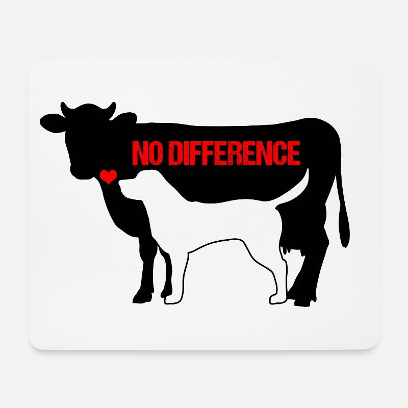 No Difference Hund Kuh Tiere Vegan Tierschutz - Mousepad (Querformat) - Weiß
