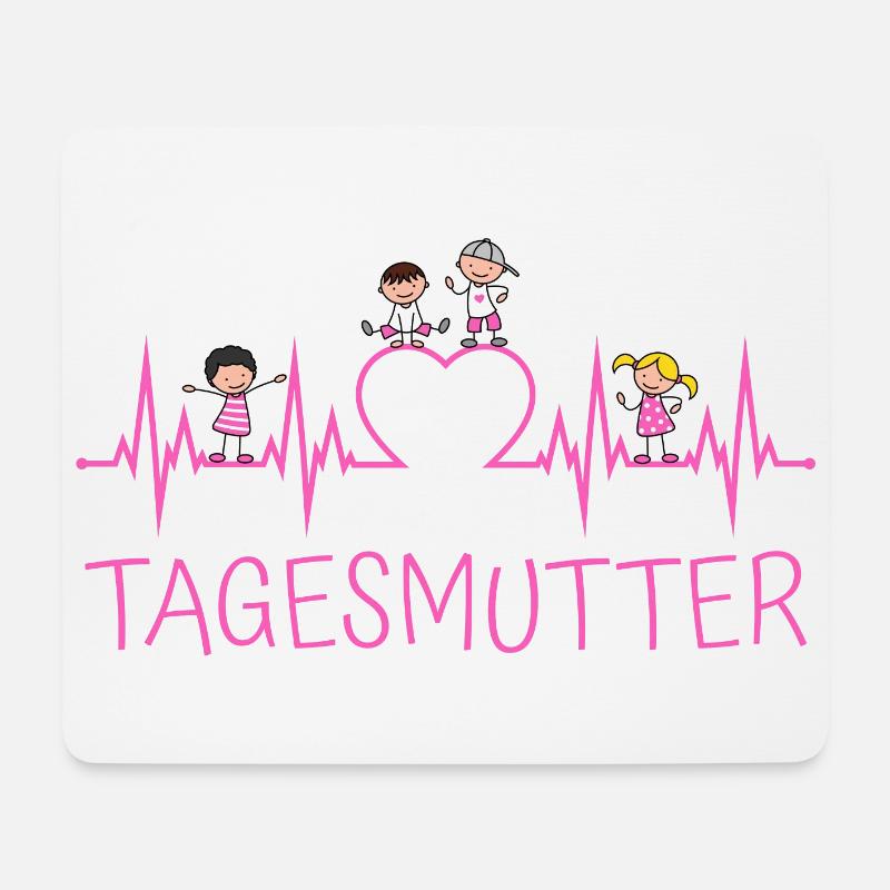 Tagesmutter Herzschlag mit Herz und Kindern pink - Mousepad (Querformat) - Weiß