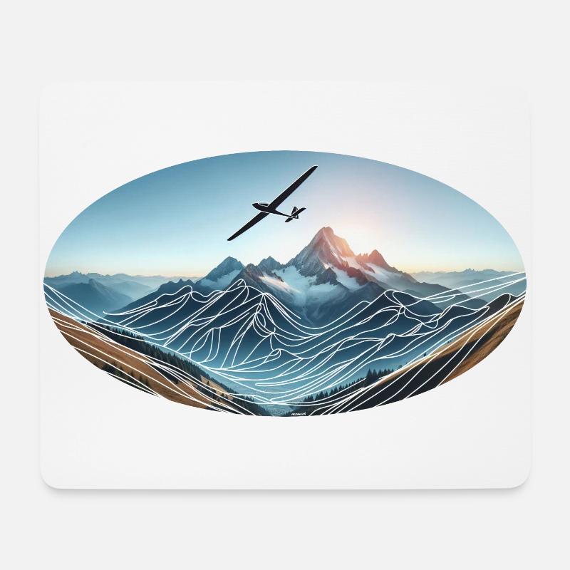 Segelflugzeug in den Bergen - Mousepad (Querformat) - Weiß