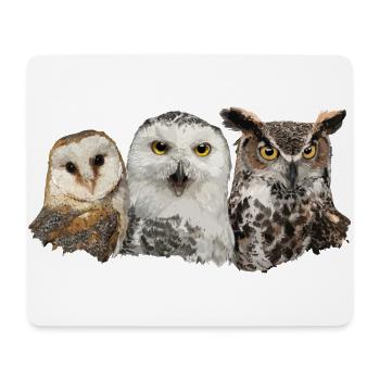 Eulen und Eule - Mousepad (Querformat) - Weiß - Vorne