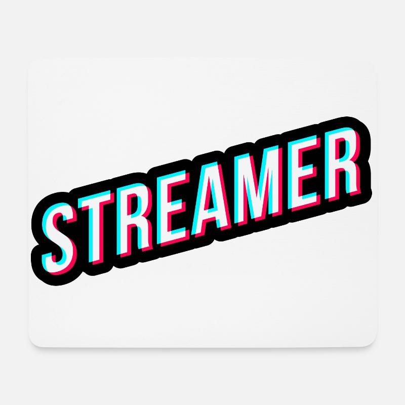 Streamer Design im tik tok style glitch 3d effekt - Mousepad (Querformat) - Weiß