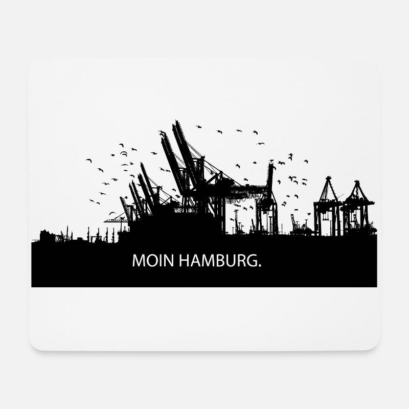 Moin Hamburg Hafen Skyline Geschenkidee HH - Mousepad (Querformat) - Weiß