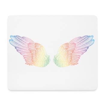 Regenbogen Flügel Flugmodus - Mousepad (Querformat) - Weiß - Vorne