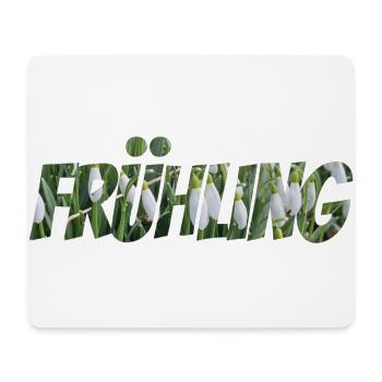 Frühling – Blumen Schriftzug mit Schneeglöckchen - Mousepad (Querformat) - Weiß - Vorne