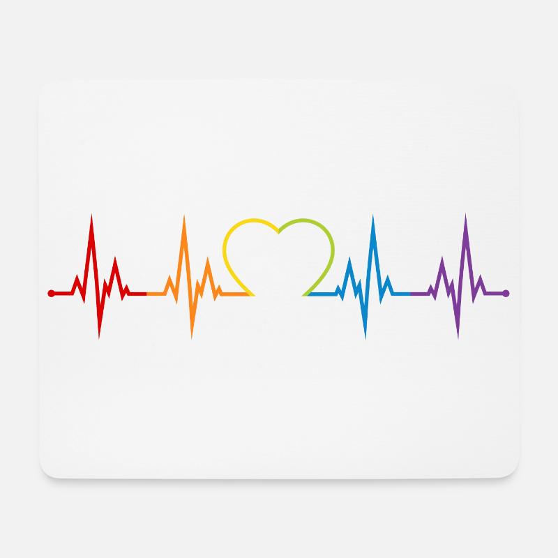 Herzschlag Regenbogen Herz LGBT Liebe bunt CSD - Mousepad (Querformat) - Weiß