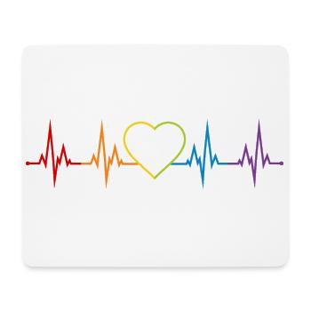 Heartbeat Heart Rainbow LGBT CSD Love colorful - Mouse Pad (horizontal) - white - Front