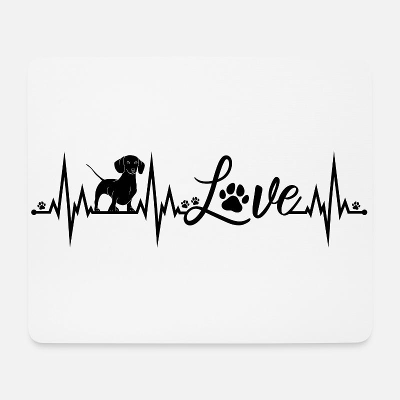 Dackel Herzschlag - Mousepad (Querformat) - Weiß